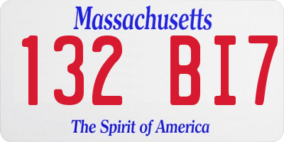 MA license plate 132BI7