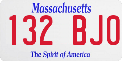 MA license plate 132BJ0