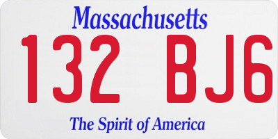 MA license plate 132BJ6