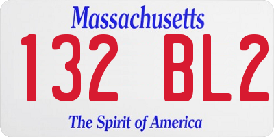 MA license plate 132BL2
