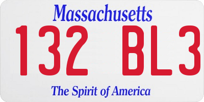 MA license plate 132BL3