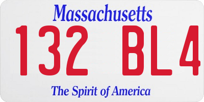 MA license plate 132BL4
