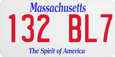 MA license plate 132BL7