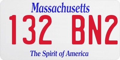 MA license plate 132BN2