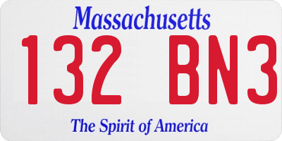 MA license plate 132BN3