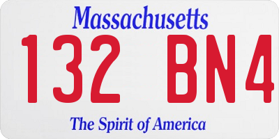 MA license plate 132BN4