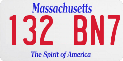 MA license plate 132BN7