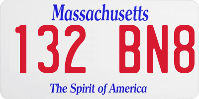 MA license plate 132BN8