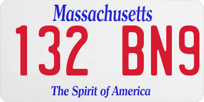 MA license plate 132BN9