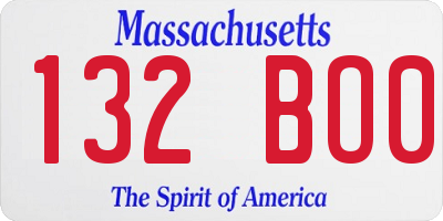 MA license plate 132BO0