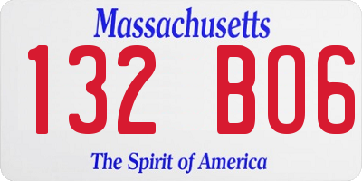 MA license plate 132BO6