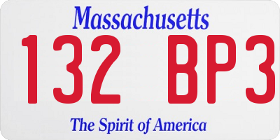 MA license plate 132BP3