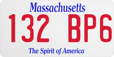 MA license plate 132BP6