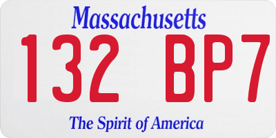 MA license plate 132BP7