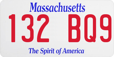 MA license plate 132BQ9