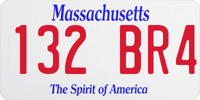 MA license plate 132BR4