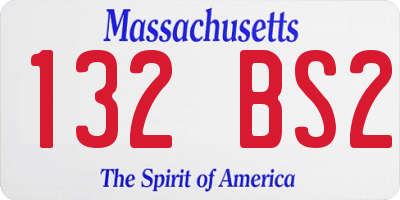 MA license plate 132BS2