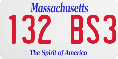 MA license plate 132BS3