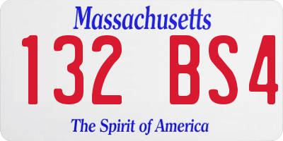 MA license plate 132BS4
