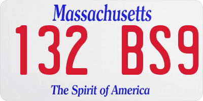 MA license plate 132BS9