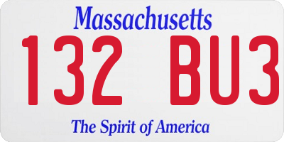 MA license plate 132BU3