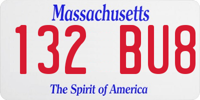 MA license plate 132BU8