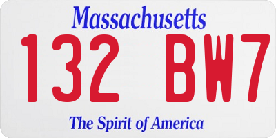 MA license plate 132BW7