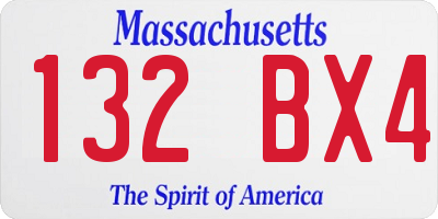 MA license plate 132BX4