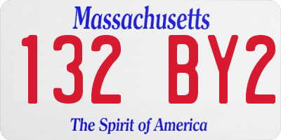 MA license plate 132BY2
