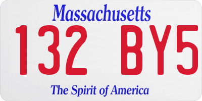 MA license plate 132BY5