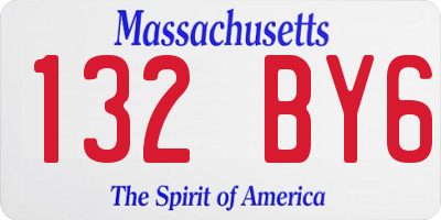 MA license plate 132BY6