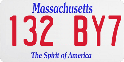 MA license plate 132BY7