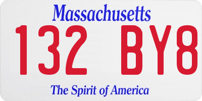 MA license plate 132BY8