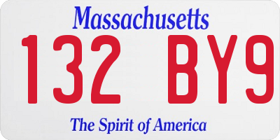 MA license plate 132BY9