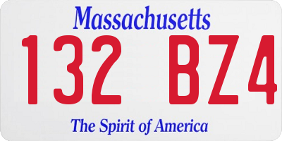 MA license plate 132BZ4