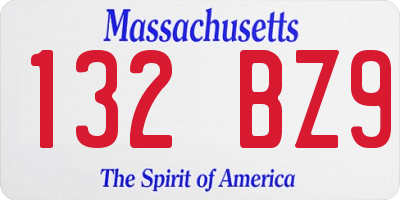 MA license plate 132BZ9