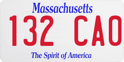 MA license plate 132CA0