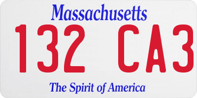 MA license plate 132CA3