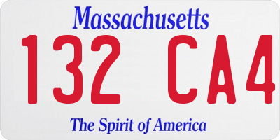 MA license plate 132CA4