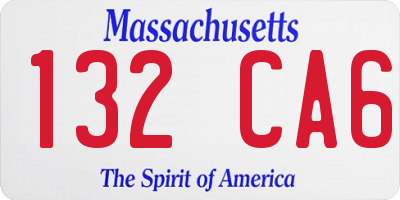 MA license plate 132CA6