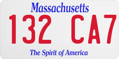 MA license plate 132CA7