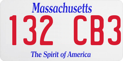 MA license plate 132CB3