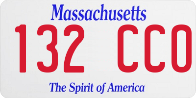 MA license plate 132CC0
