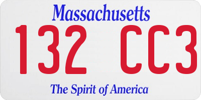 MA license plate 132CC3
