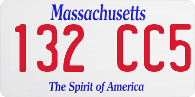 MA license plate 132CC5