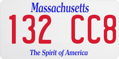 MA license plate 132CC8