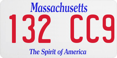 MA license plate 132CC9