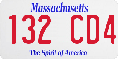 MA license plate 132CD4