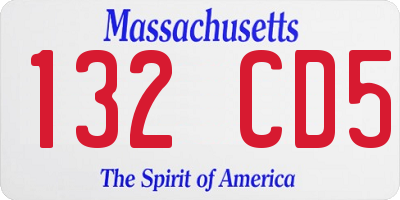MA license plate 132CD5