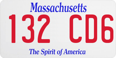 MA license plate 132CD6